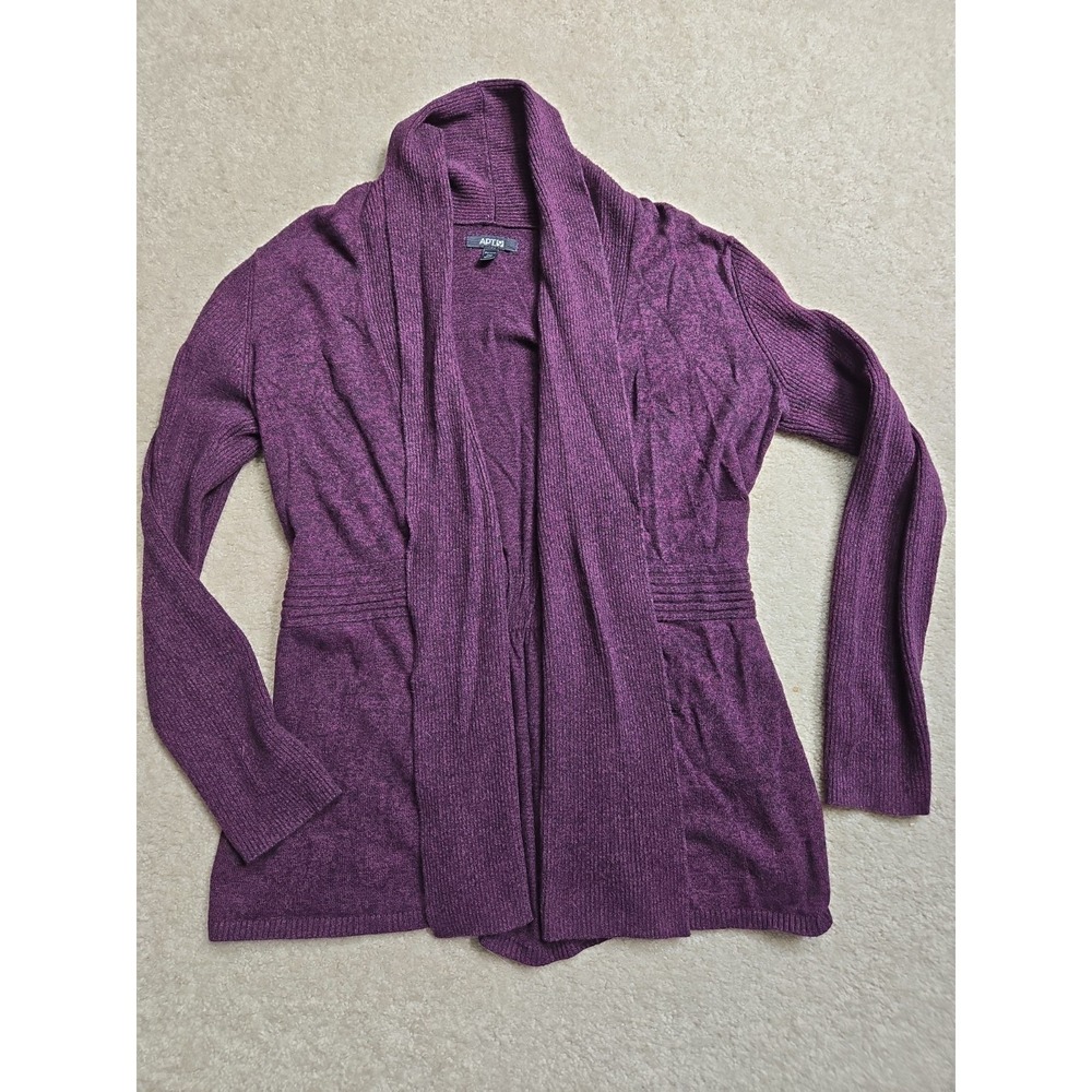 Apt. 9 womens cardigan small plumeria ribbed cuffs long sleeve Sz Medium Petite